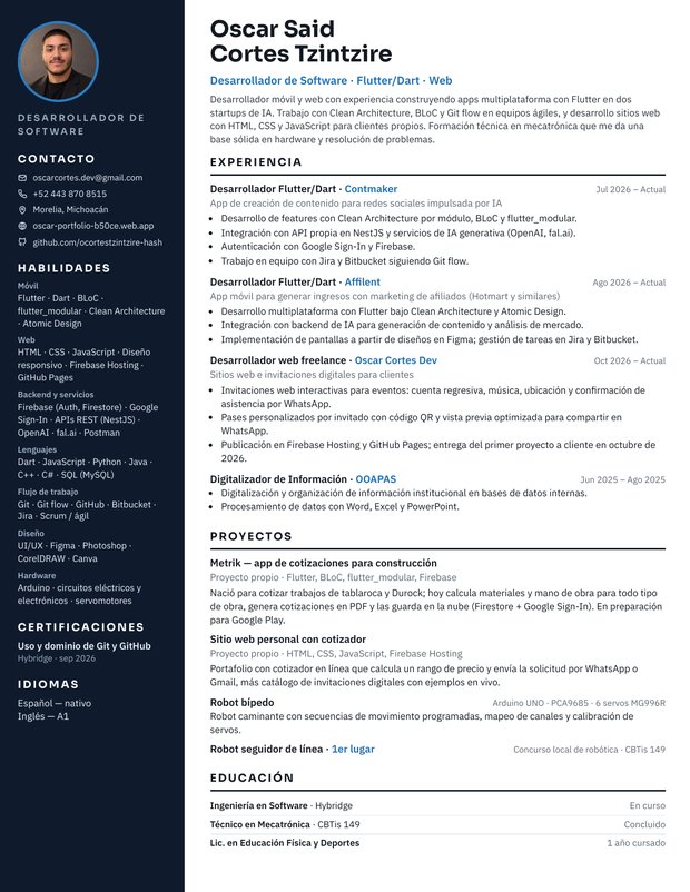 Vista previa del CV de Oscar Cortes
